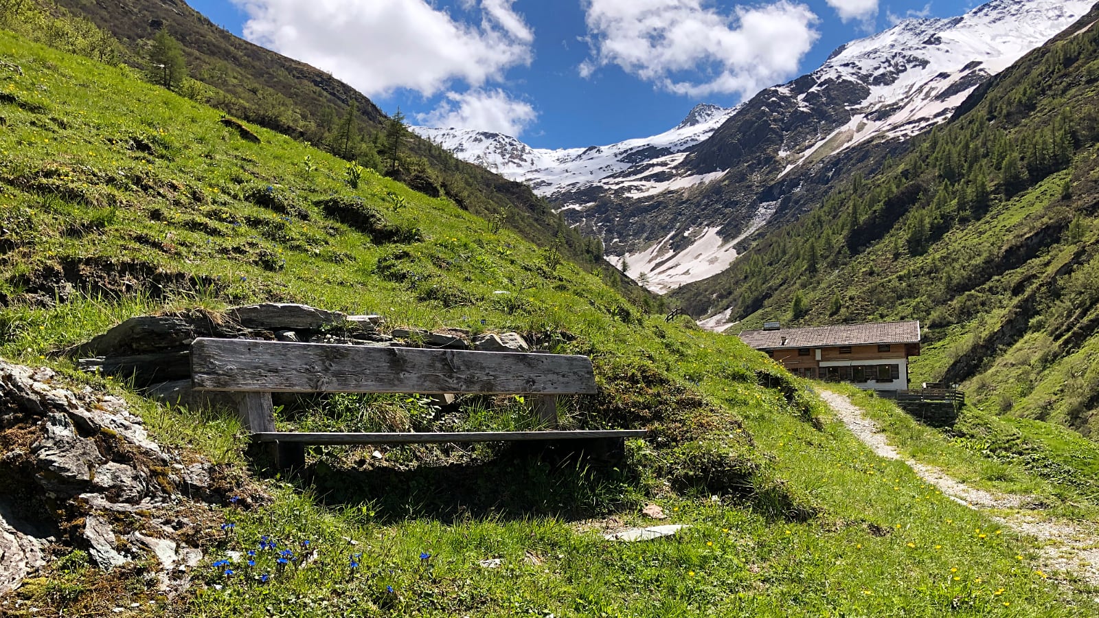 Wanderweg im Hintergrund die Lasnitzenhütte